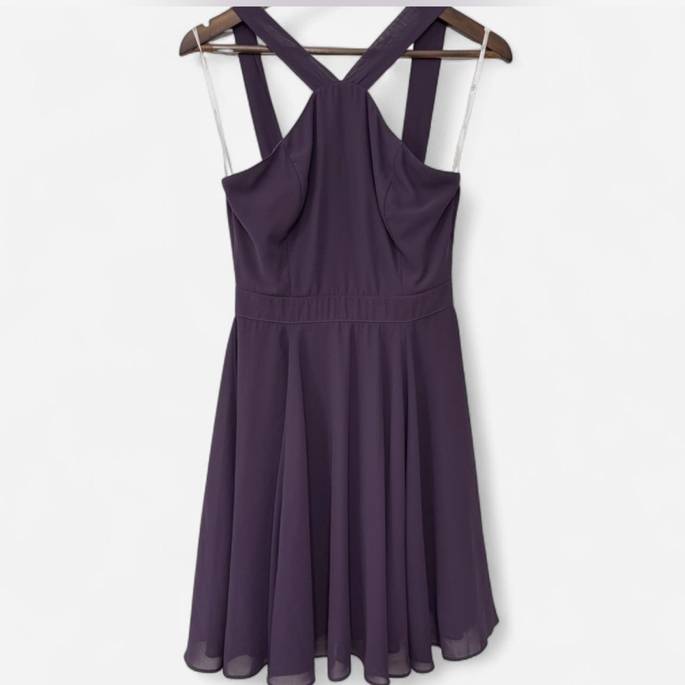 NWOT**** Lulus Forevermore Dusty Purple Halter Sleeveless Skater Dress - Picture 4 of 7